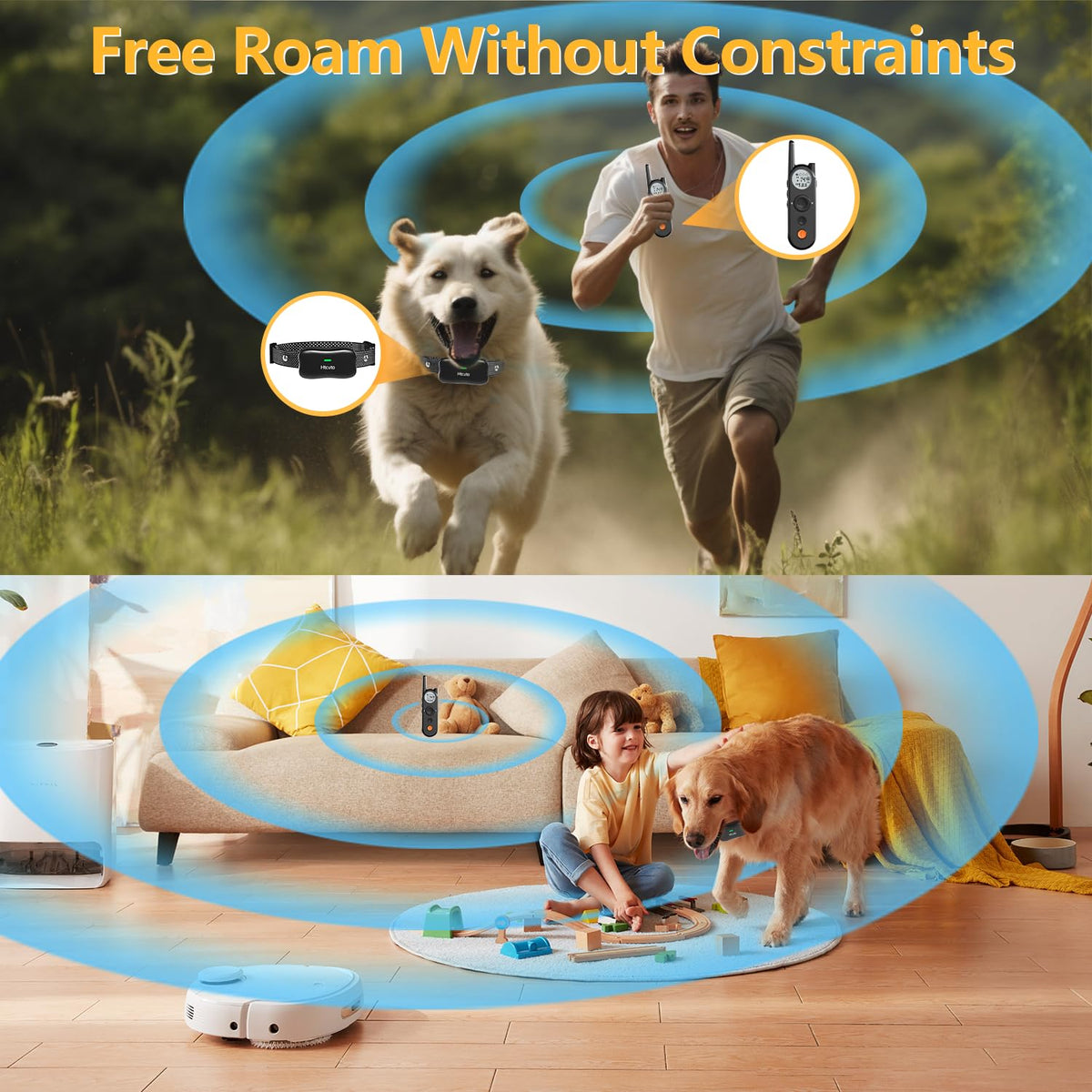 Wireless Dog Fence and Remote Training Collar, IPX7 Waterproof, 185 Days Rechargeable Battery X905