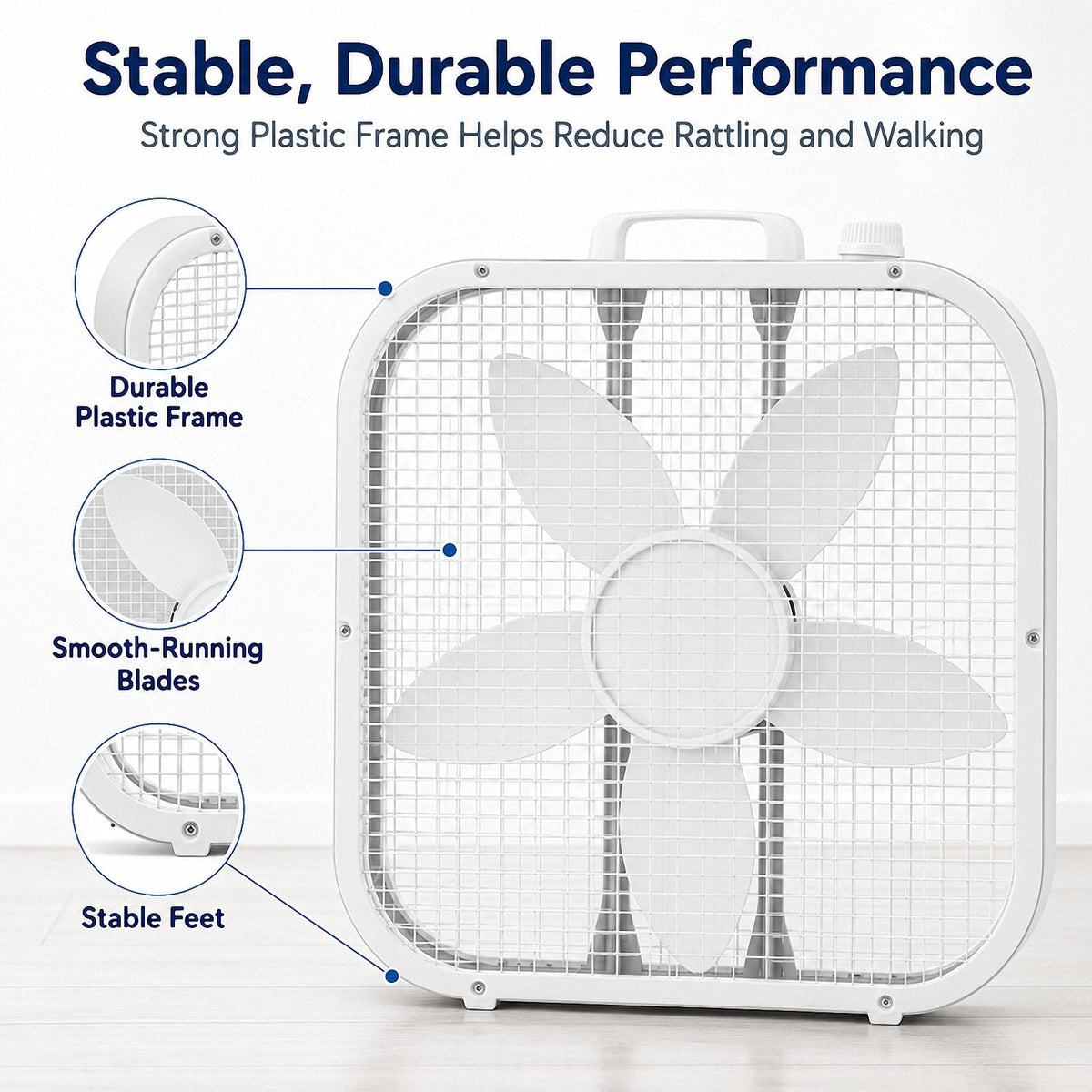 20 Inch Portable Box Fan with 3 Speeds, White V61087