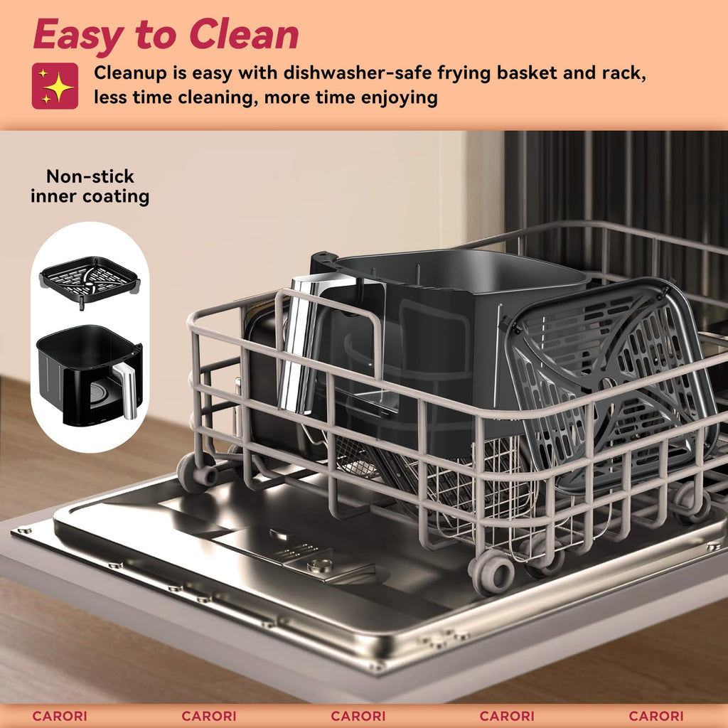 6Qt Air Fryer with Viewing Window, 12 Preset, Nonstick Dishwasher Safe Basket J449
