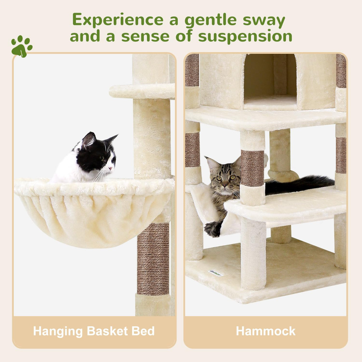 Beige 66inch Corner Cat Tree Tower L384