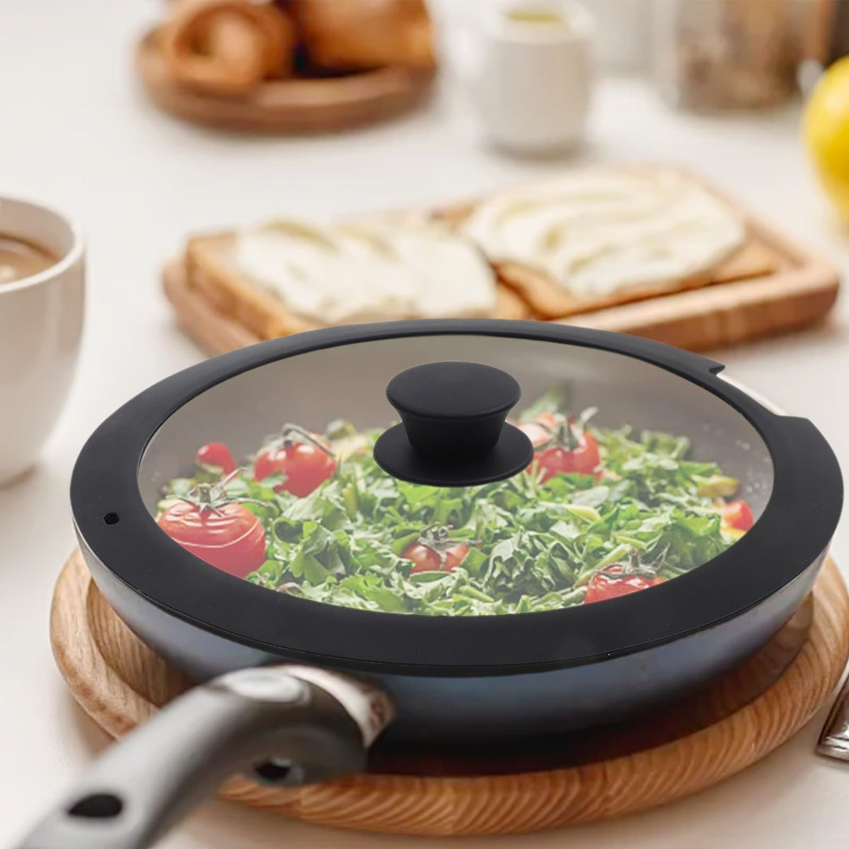 Silicone Pot Lid With Tempered Glass X5439