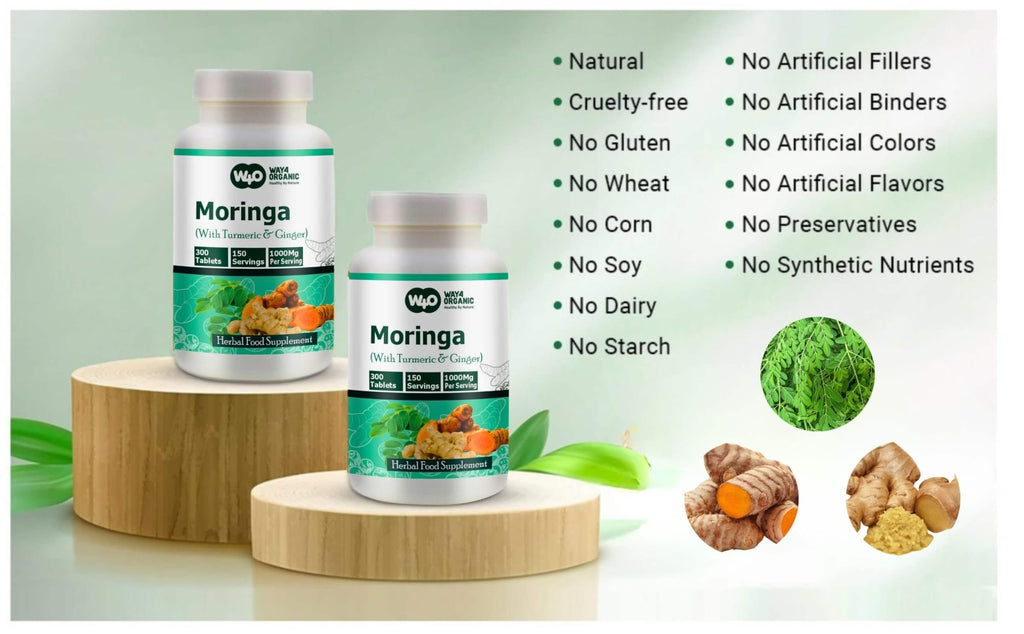 Moringa Tablets with Turmeric and Ginger, 300 Pills, 1000 Mg B573752