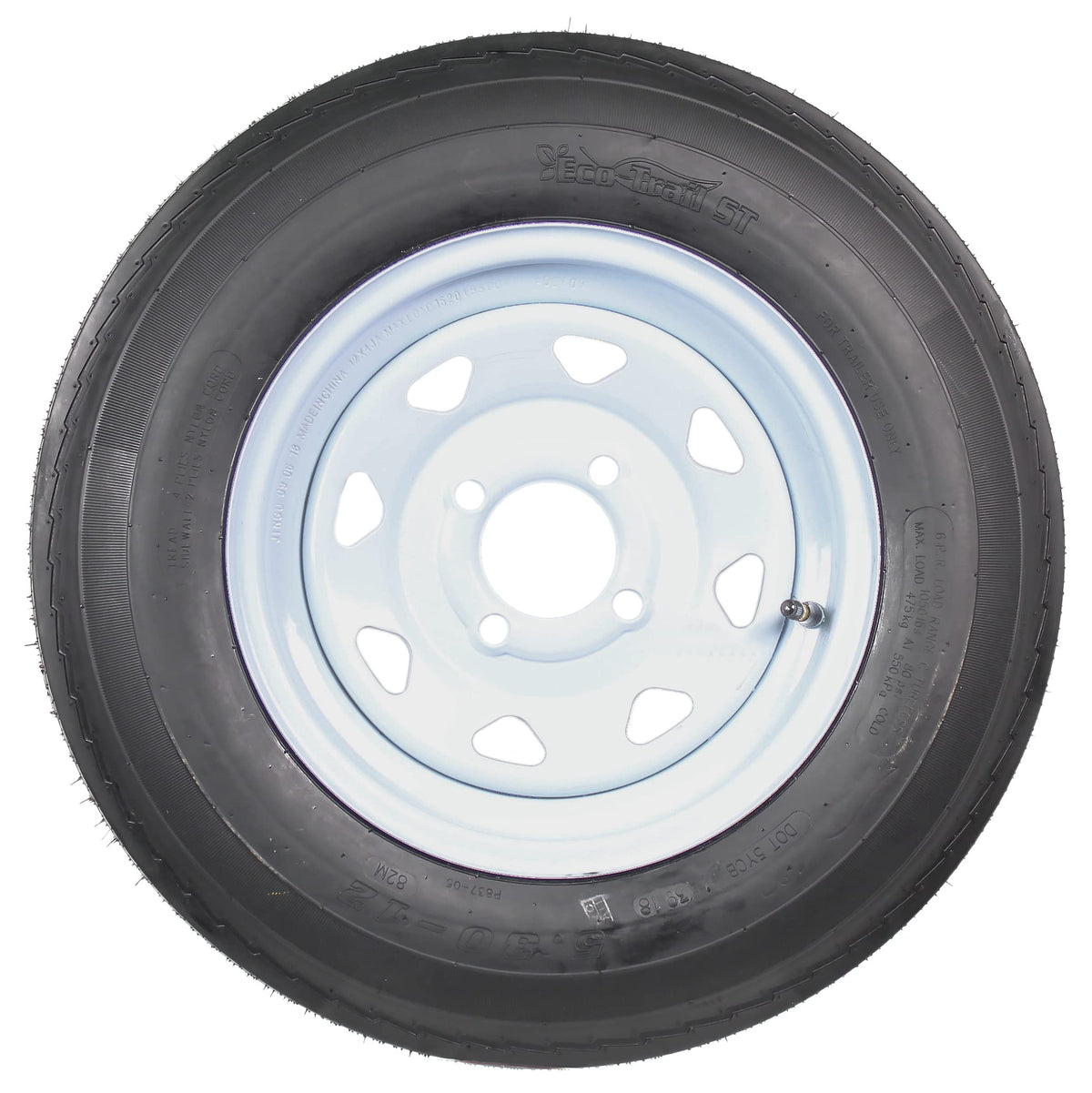 2-Pack Trailer Tire Rim Assembly 5.30-12 4 Lug White T505354