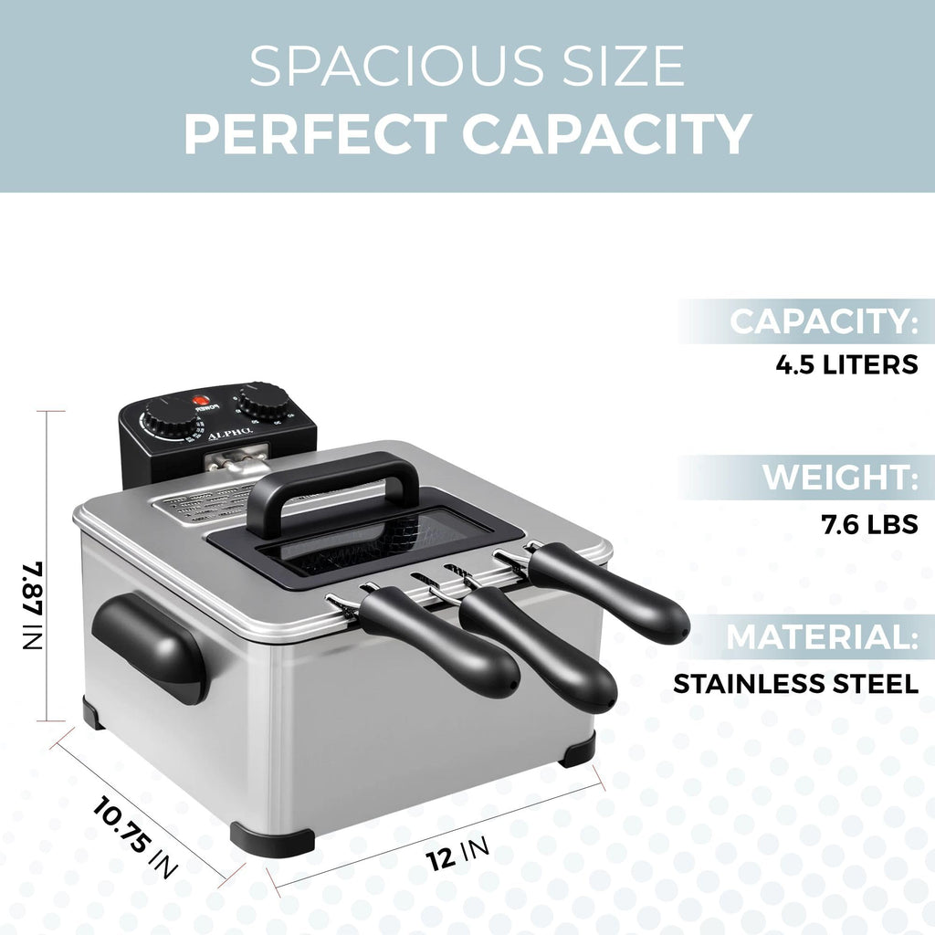 4.5L Stainless Steel Electric Deep Fryer with Basket K312