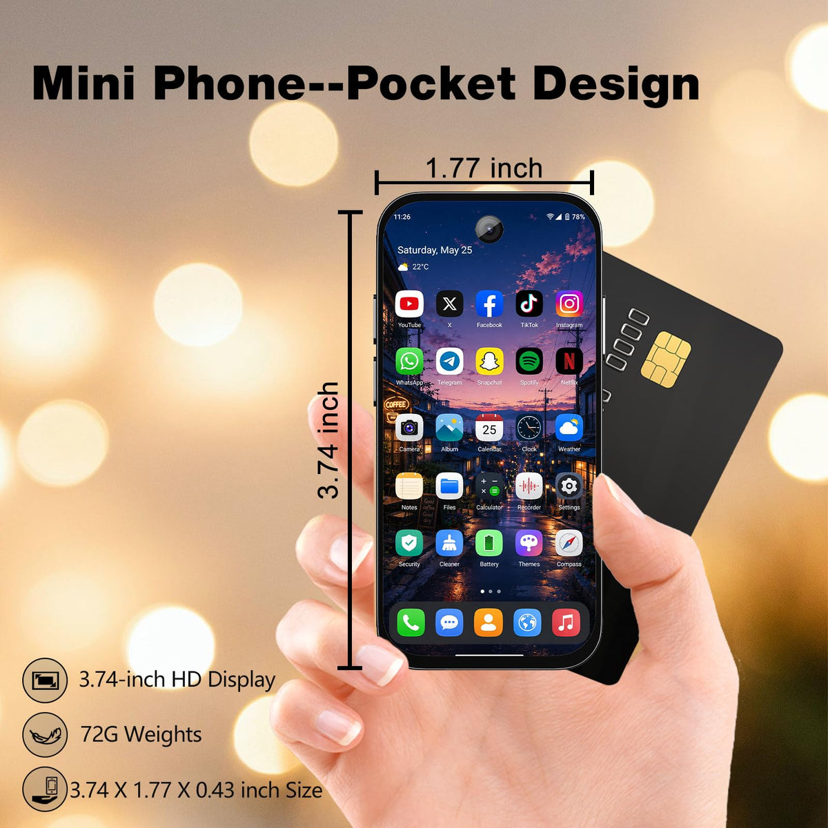 Unlocked 2G Mini Smartphone 2GB+32GB 2800Mah 3.0 Inch Dual SIM Black S156168