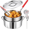 10 QT Stainless Steel Deep Fryer Pot with Basket O7482