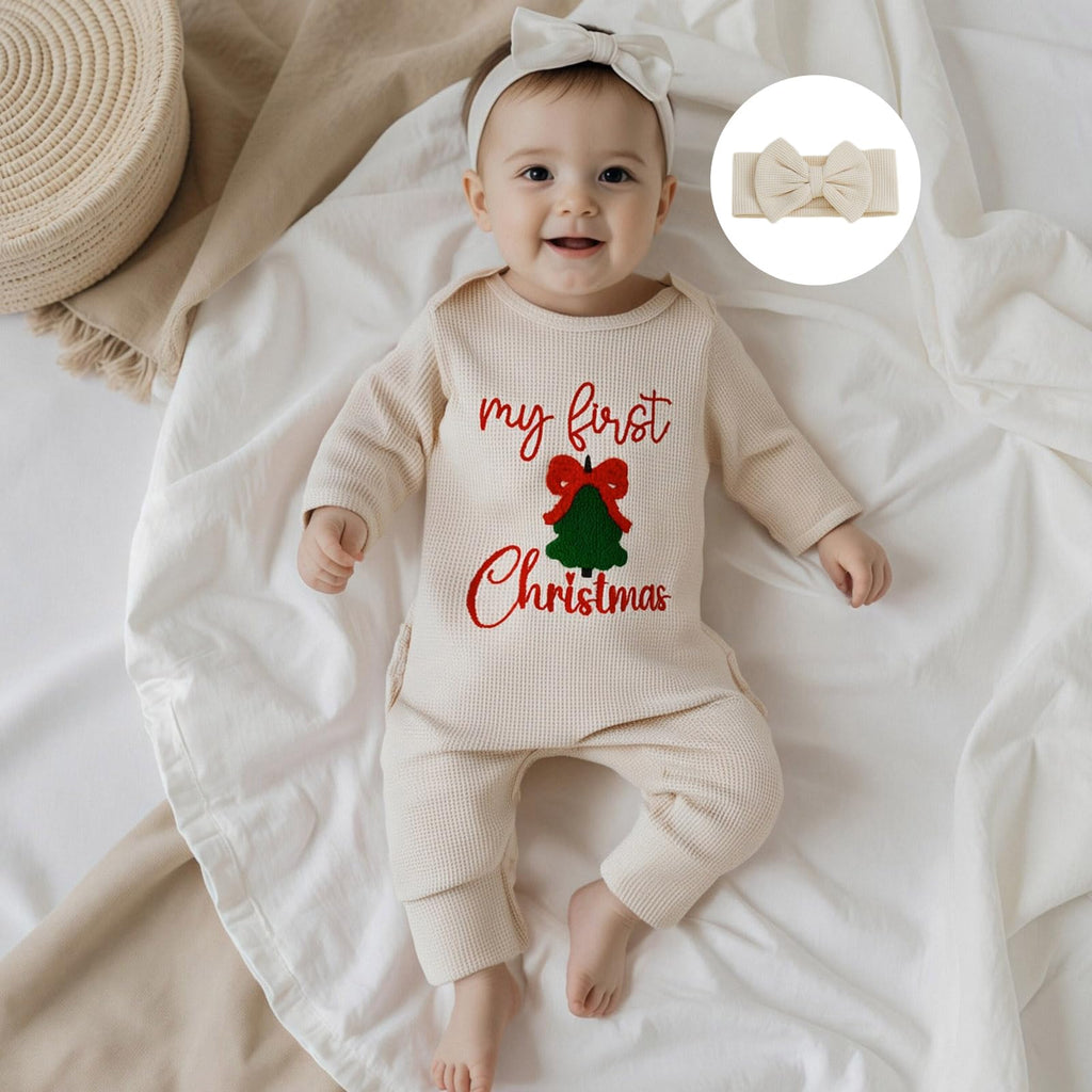 My First Christmas Baby Girl Onesie Long Sleeve Romper Headband U37064