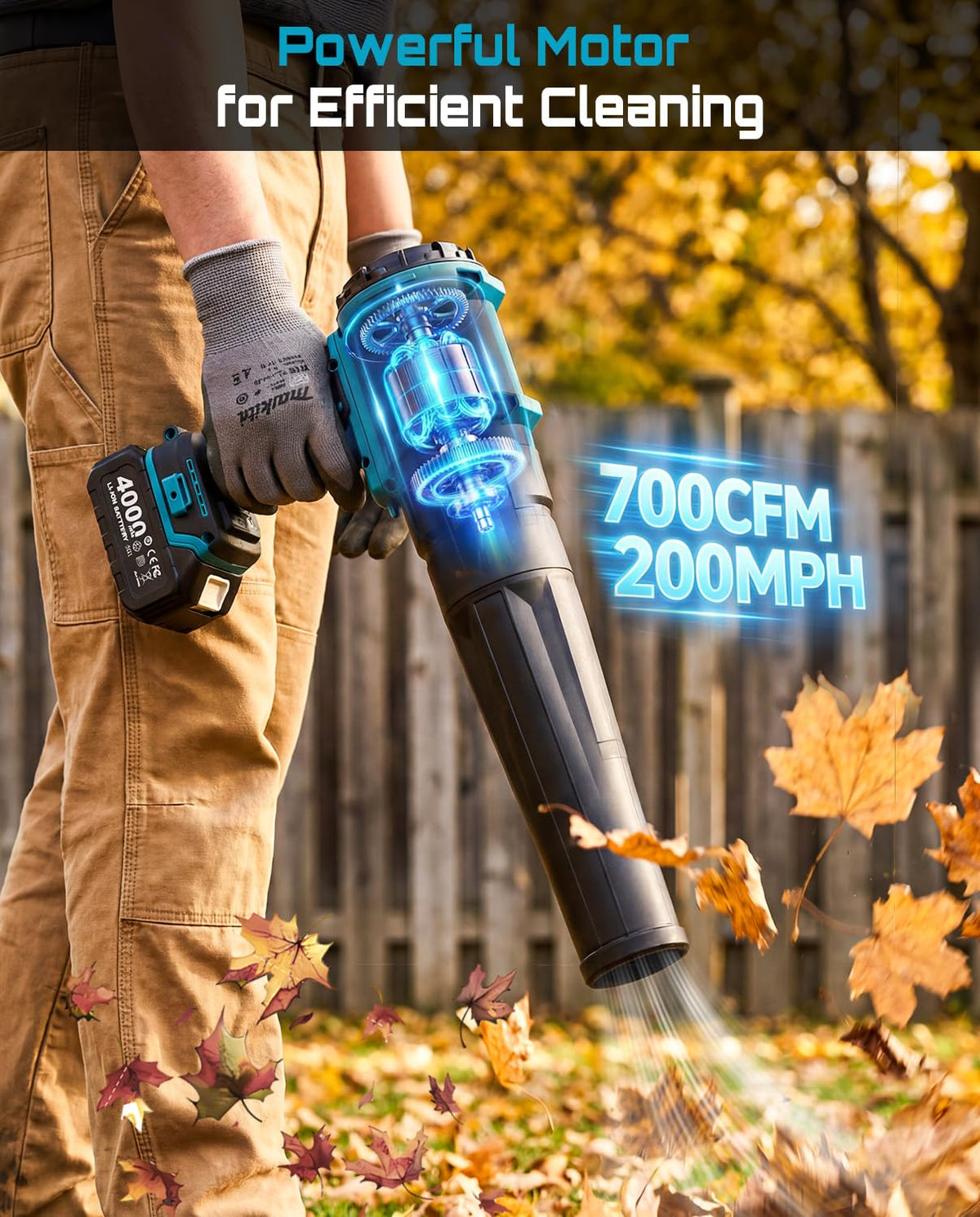 Cordless Leaf Blower 700CFM/200MPH F202333