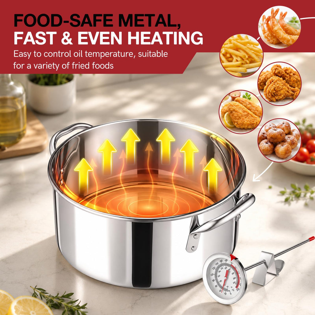 10 QT Stainless Steel Deep Fryer Pot with Basket O7482