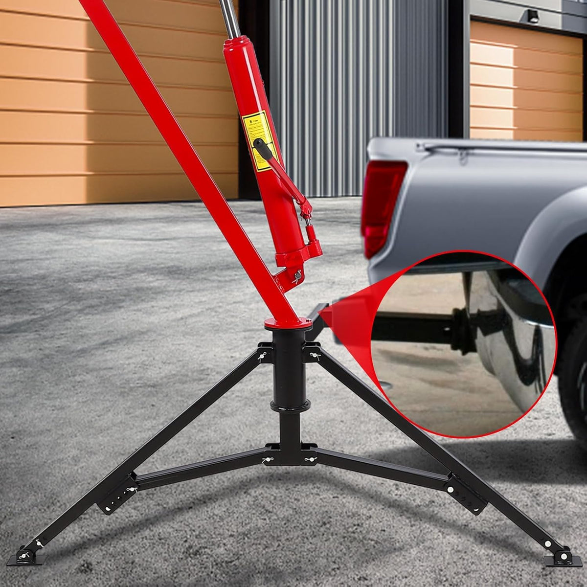 Hydraulic Pickup Truck Crane, 1000 Lbs Capacity, 360° Swivel, Red U635