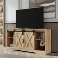 Farmhouse Wood TV Stand with Sliding Barn Door and Storage Cabinet O9028