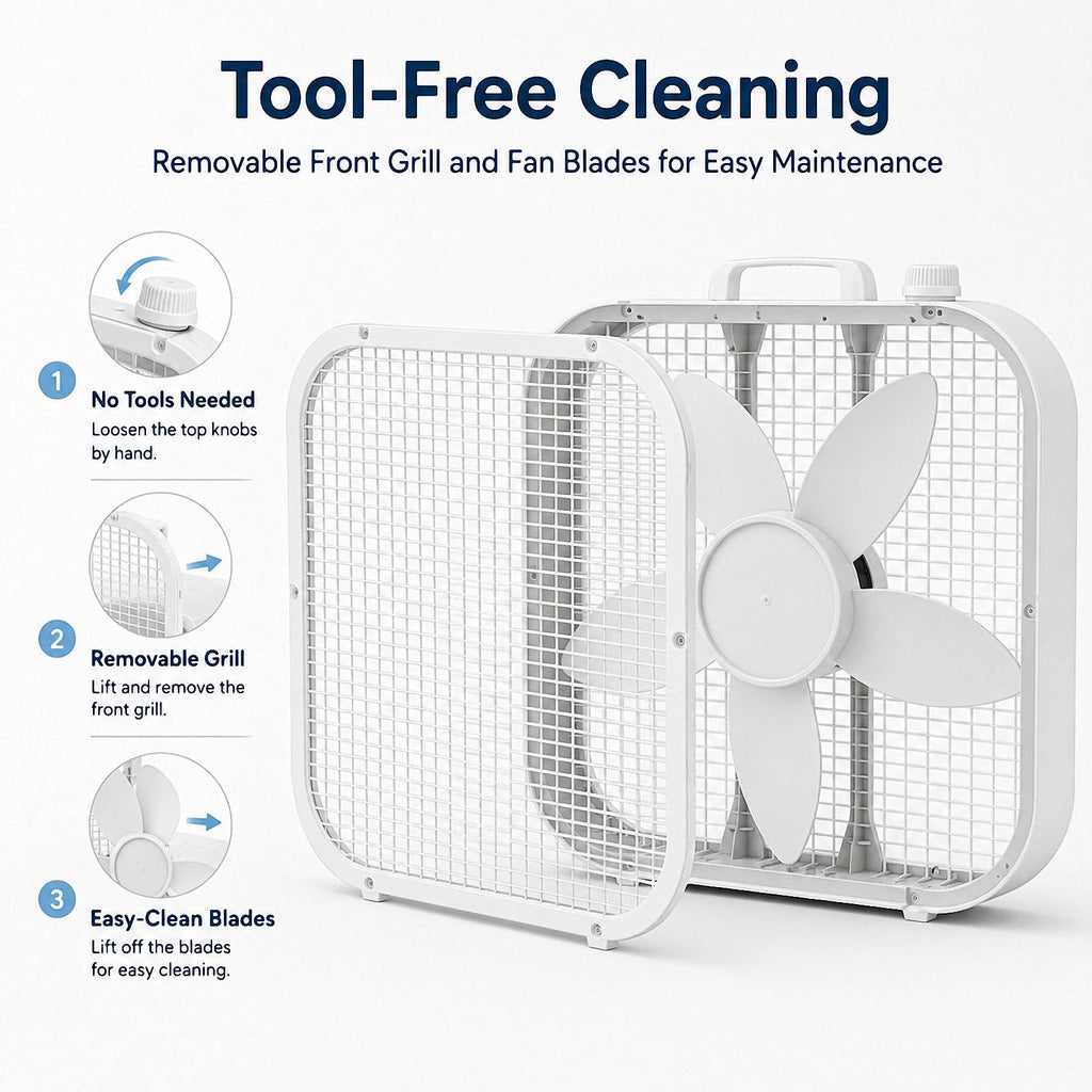 20 Inch Portable Box Fan with 3 Speeds, White V61087