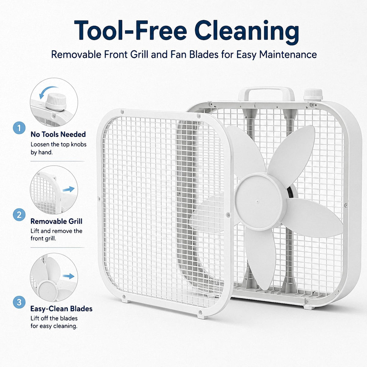 20 Inch Portable Box Fan with 3 Speeds, White V61087