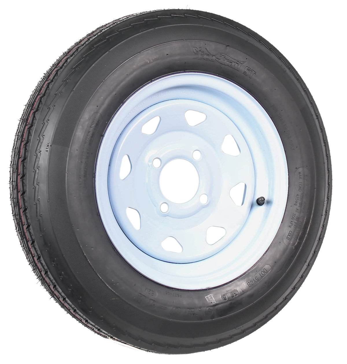 2-Pack Trailer Tire Rim Assembly 5.30-12 4 Lug White T505354