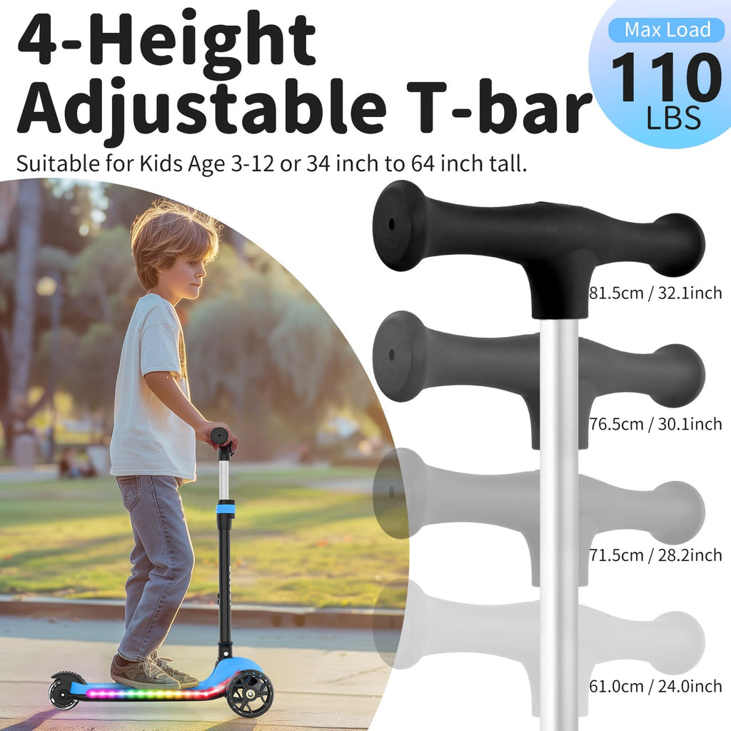 3 Wheel Folding Kids Scooter with LED Light-Up Wheels F926