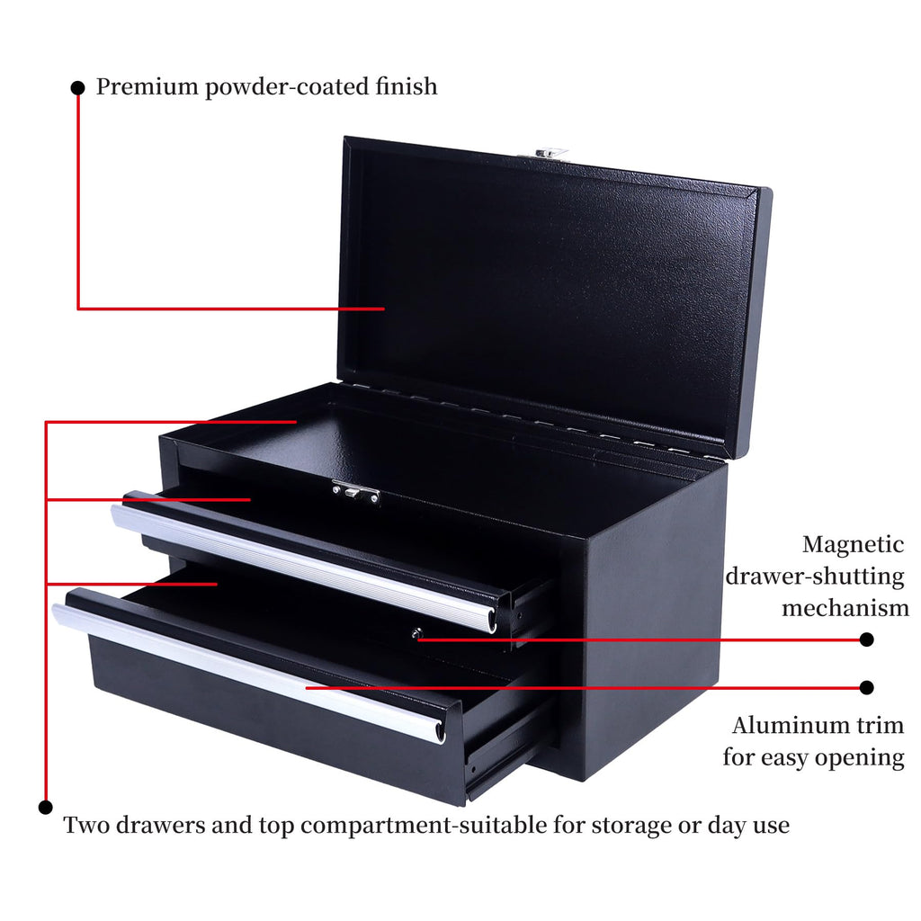 Black Mini Metal Tool Box with Drawers R560086