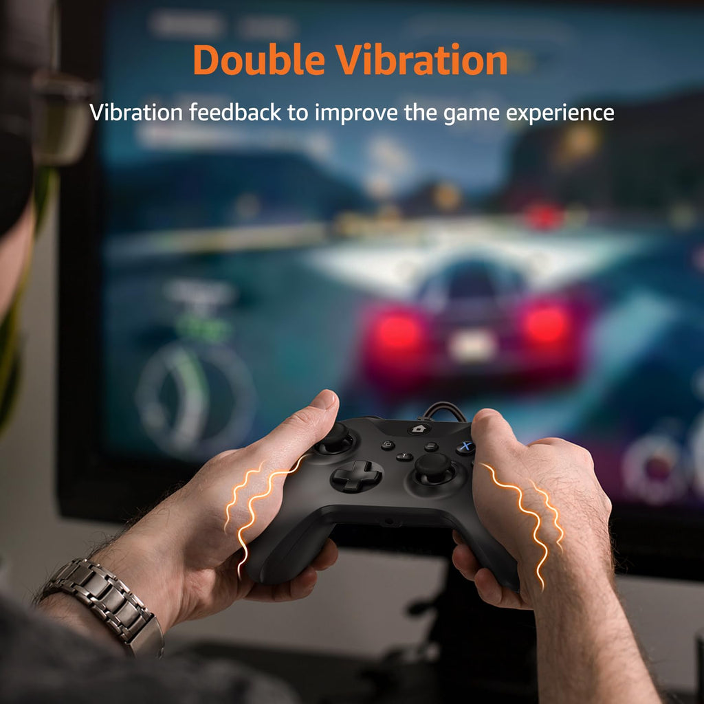 Wired Controller with 3.5mm Audio Jack Dual Vibration Black E4456