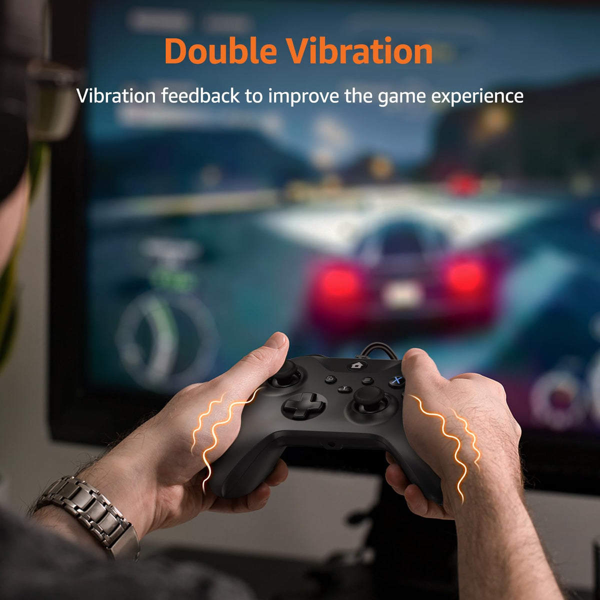 Wired Controller with 3.5mm Audio Jack Dual Vibration Black E4456