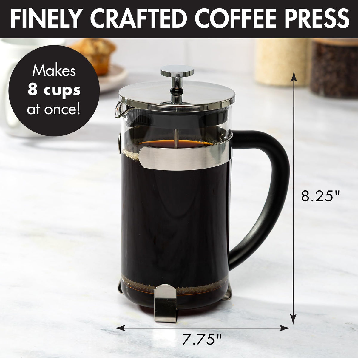 Borosilicate Glass French Press Coffee Maker 34-Ounces H673827