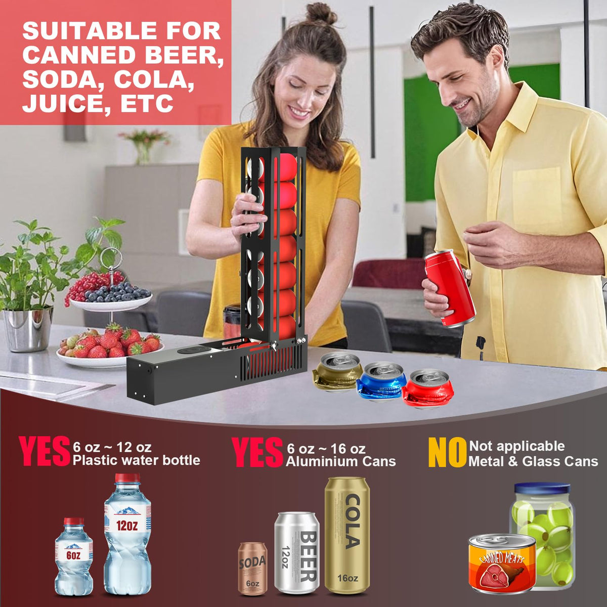 Automatic Electric Can Crusher with Auto Eject, Holds 8 Cans, Black E73438