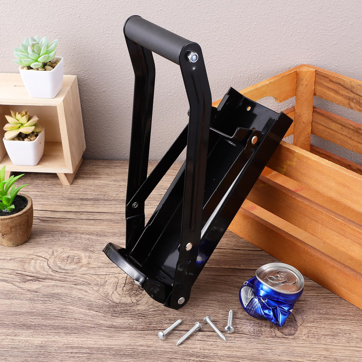 Wall Mounted Stainless Steel Can Crusher with Built in Opener B667