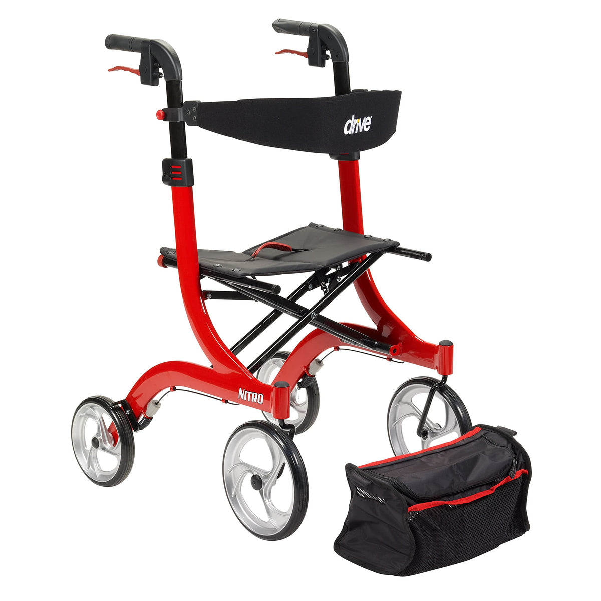 Red 4-Wheel Rollator with Seat X902632