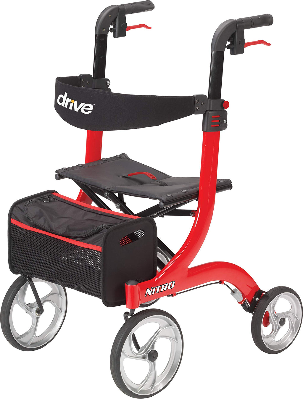Red 4-Wheel Rollator with Seat X902632