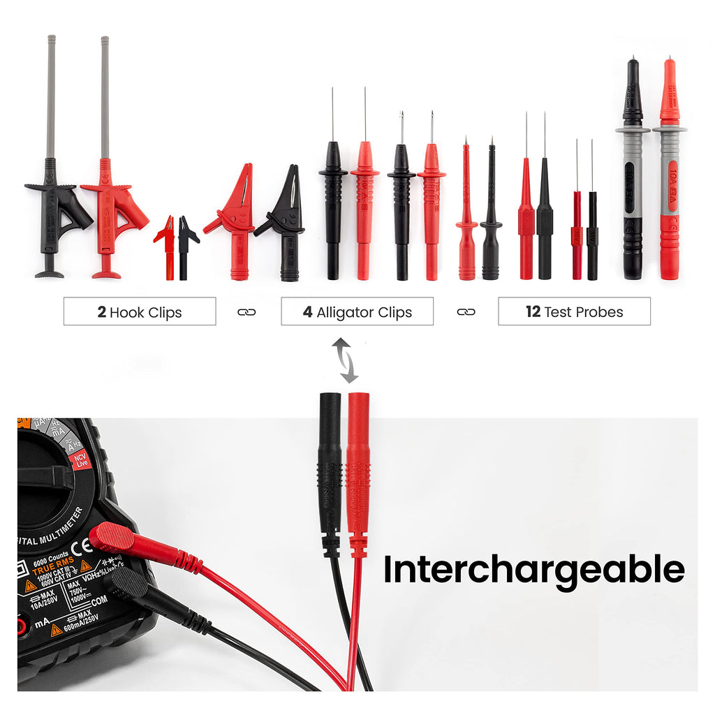 Multimeter Test Leads Kit with Probes and Alligator Clips J60422