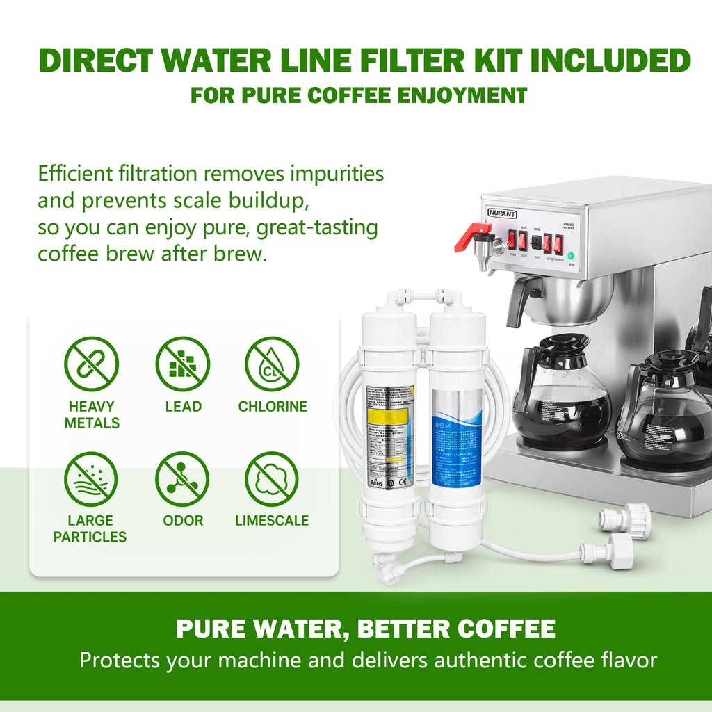 12 Cup Commercial Drip Coffee Maker with 3 Carafes Stainless Steel O5495