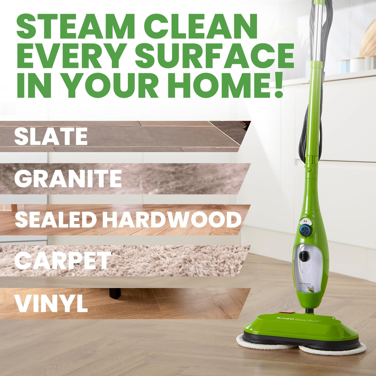 8 in 1 Handheld Steam Mop with 2 Washable Scrub Pads C4398