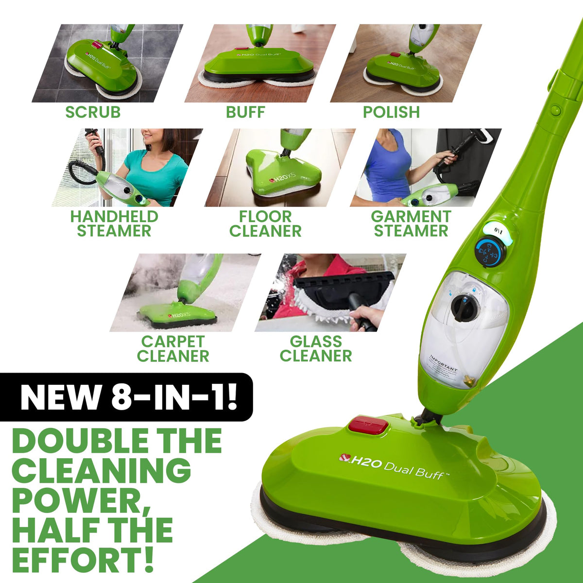 8 in 1 Handheld Steam Mop with 2 Washable Scrub Pads C4398