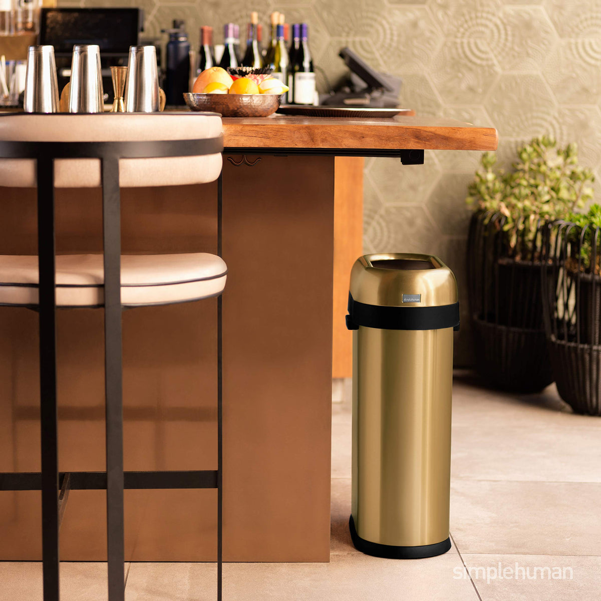 50 Liter Brushed Stainless Steel Open Top Trash Can T977183