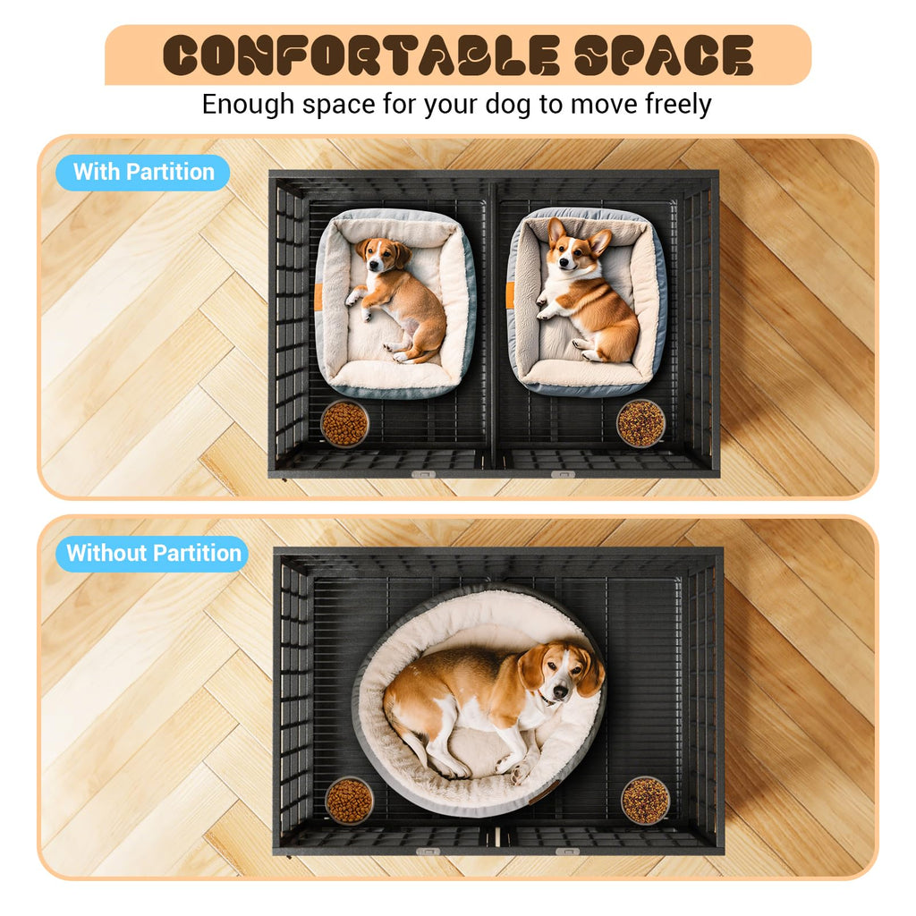 42 inch Heavy Duty Metal Dog Crate with Removable Tray and Wheels O1547