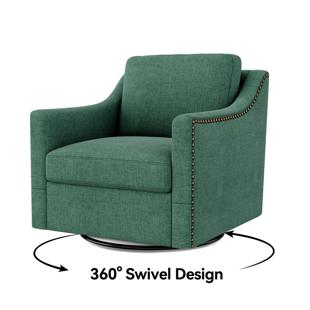 Green Linen Swivel Accent Chair Set of 2 L7064
