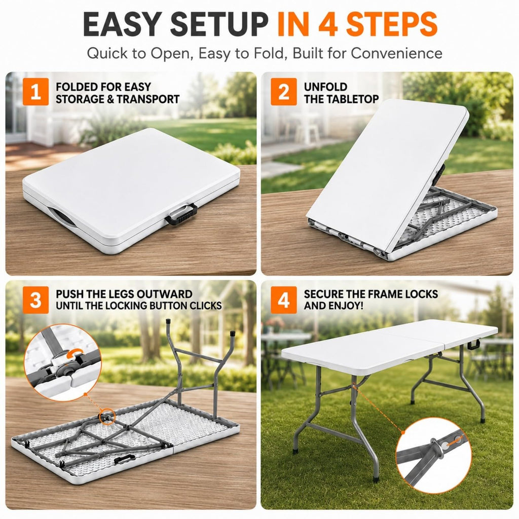 6FT Folding Table White D330