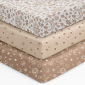 28x52x8in Fitted Crib Sheet 3 Pack Microfiber White Brown H612
