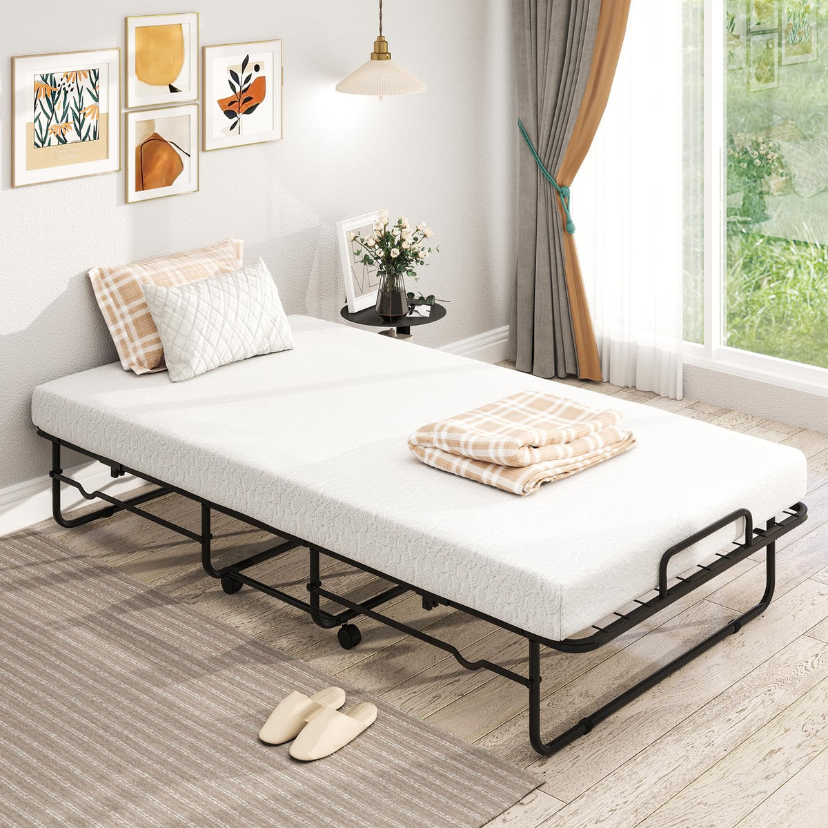 Twin Folding Bed with Mattress Y4451