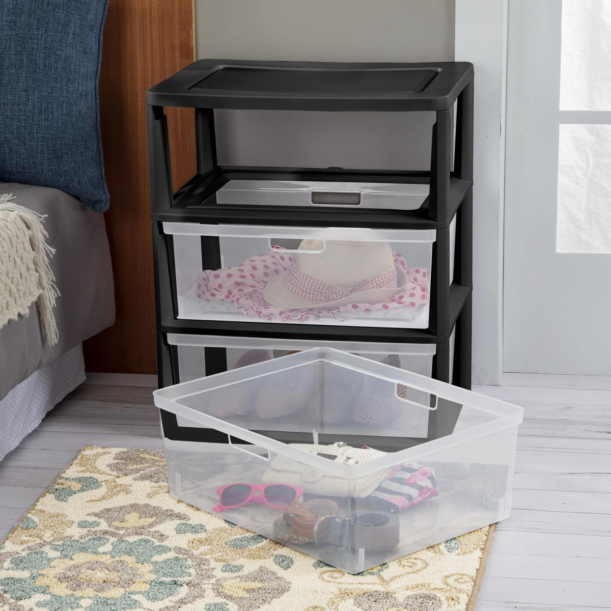 Black 3 Drawer Plastic Storage Cart B8422
