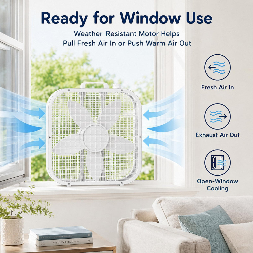 20 Inch Portable Box Fan with 3 Speeds, White V61087
