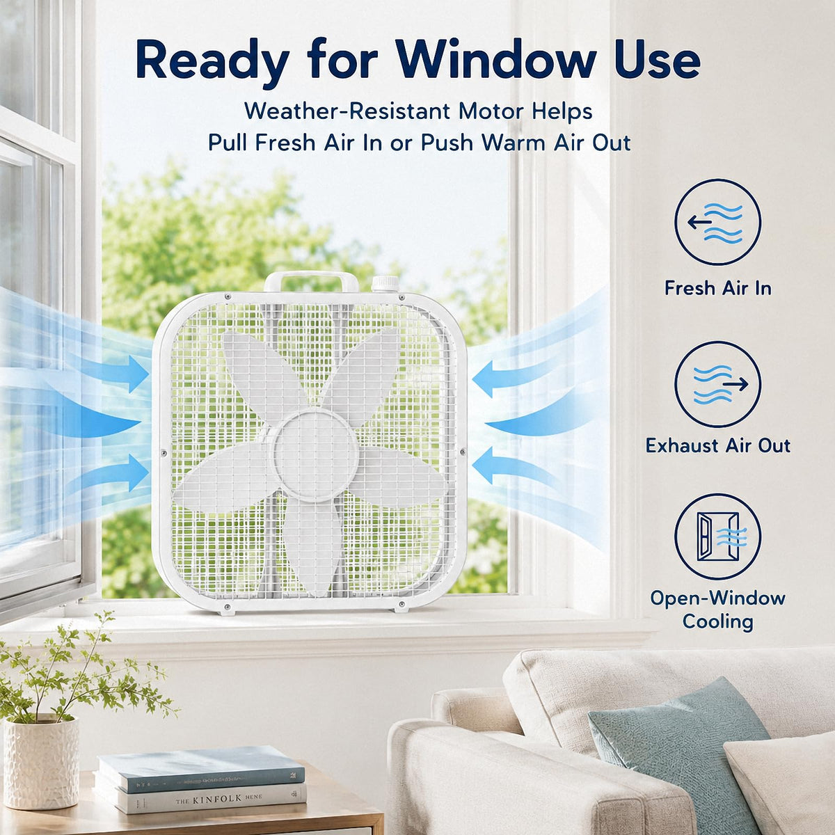 20 Inch Portable Box Fan with 3 Speeds, White V61087