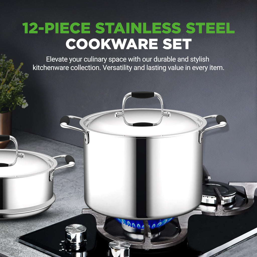 12-Piece Stainless Steel Non-Stick Cookware Set U506