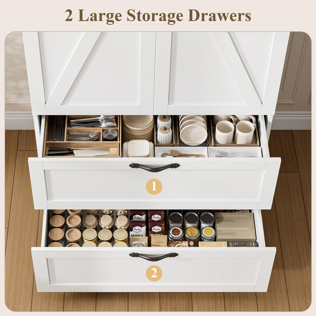 70" White Kitchen Pantry Storage Cabinet G6704