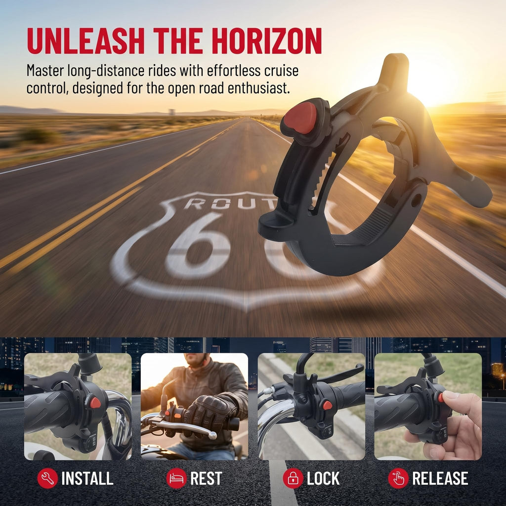 Motorcycle Throttle Cruise Control Assist Booster Anti-Slip Clamp (Black) L357232
