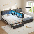 Black Twin Metal Platform Bed with Storage Y180