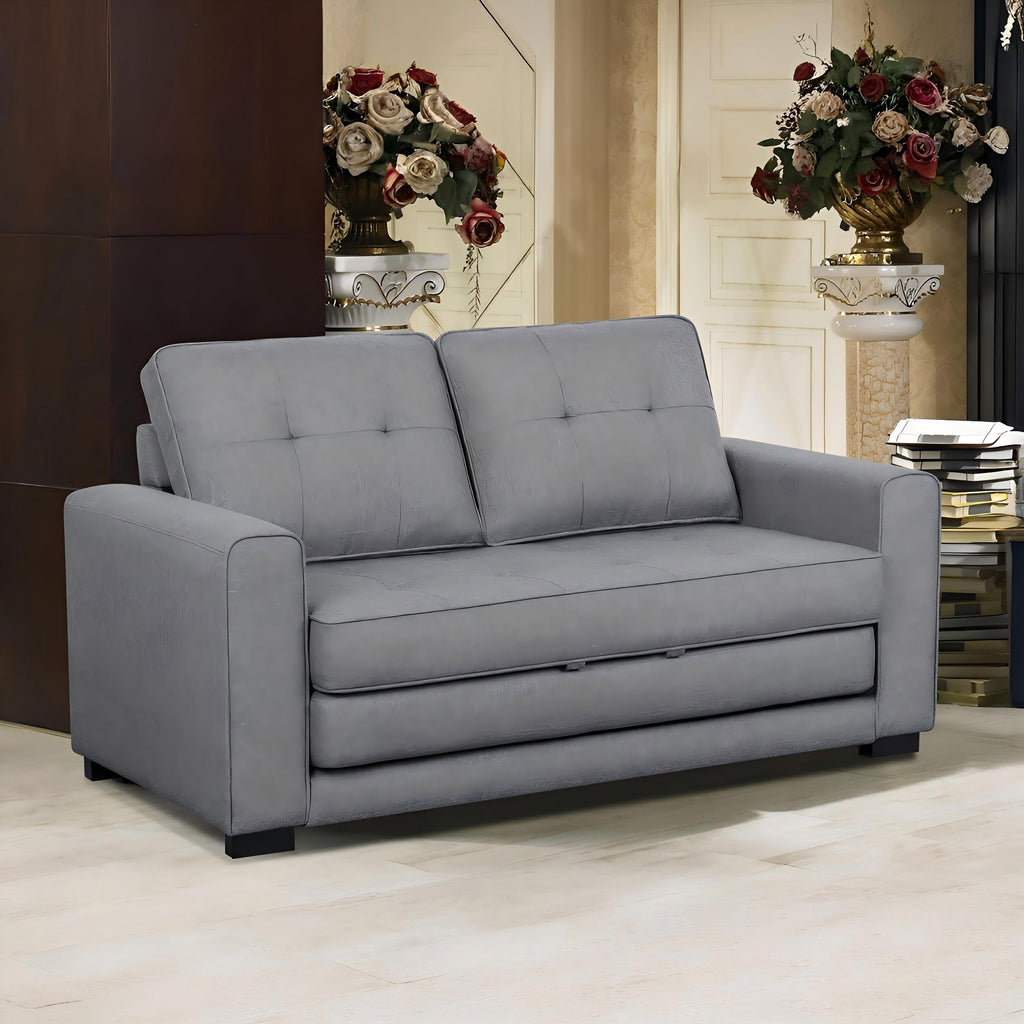 Light Gray Tufted Pull-Out Sleeper Loveseat T882