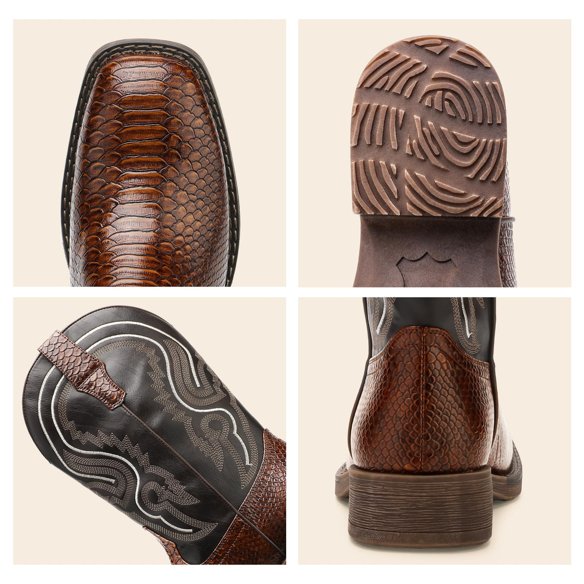 Faux Snake Skin Western Boots with Embroidery Z597497