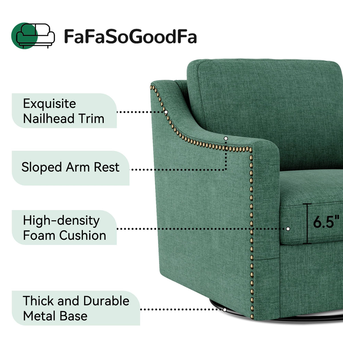 Green Linen Swivel Accent Chair Set of 2 L7064