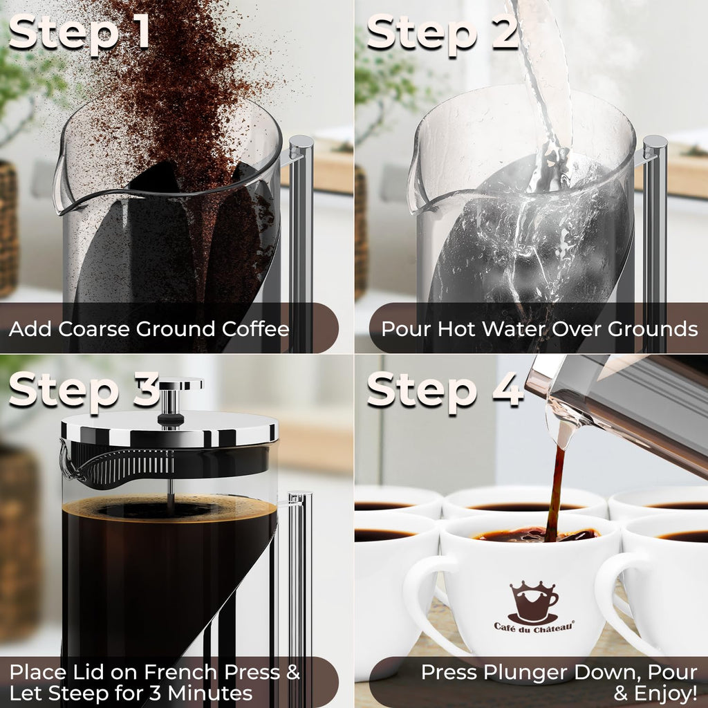 French Press Coffee Maker 34 oz Glass Stainless Steel H315469