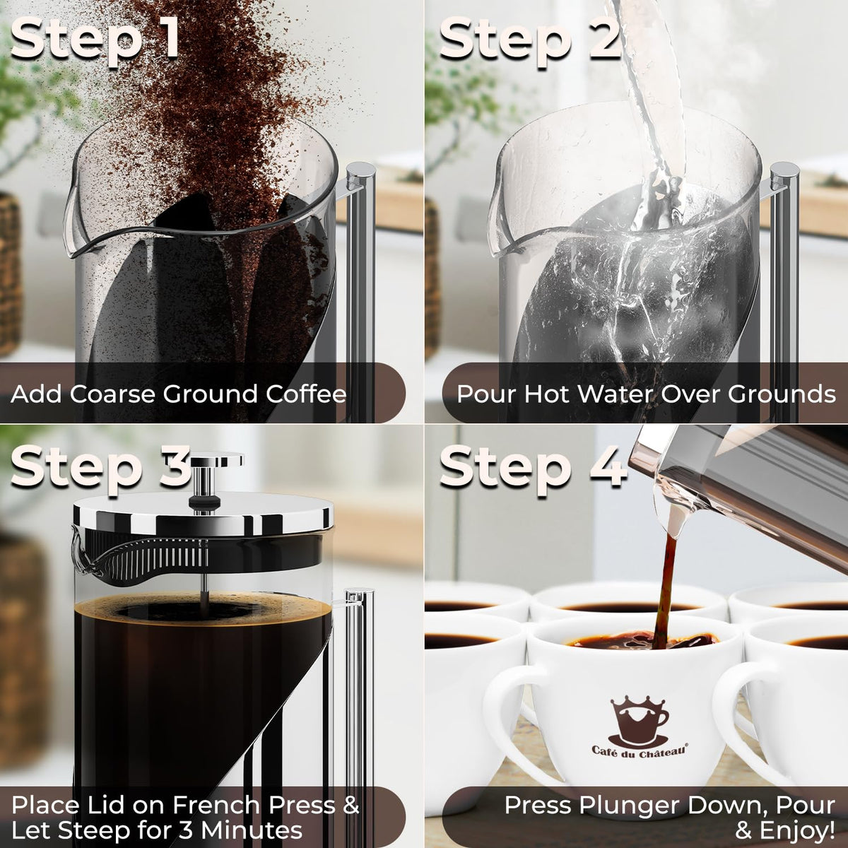 French Press Coffee Maker 34 oz Glass Stainless Steel H315469