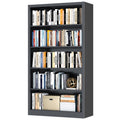 5 Tier Black Metal Bookcase with Adjustable Shelves L570